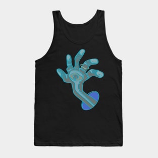 Weird abstract hand drawing coming out of a blue hole in light blue and brown colors Tank Top